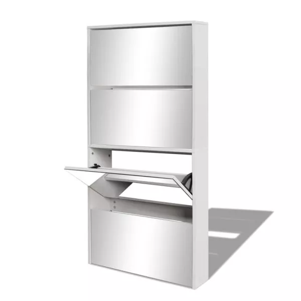 Shoe Cabinet 4-Layer Mirror Oak 63x17x134 cm - Image 8
