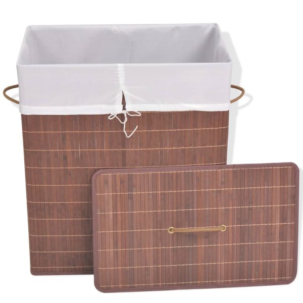 Bamboo Laundry Bin Rectangular Brown - Image 2