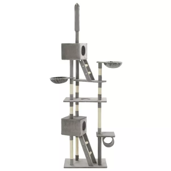 Cat Tree with Sisal Scratching Posts 230-260 cm Grey - Image 3