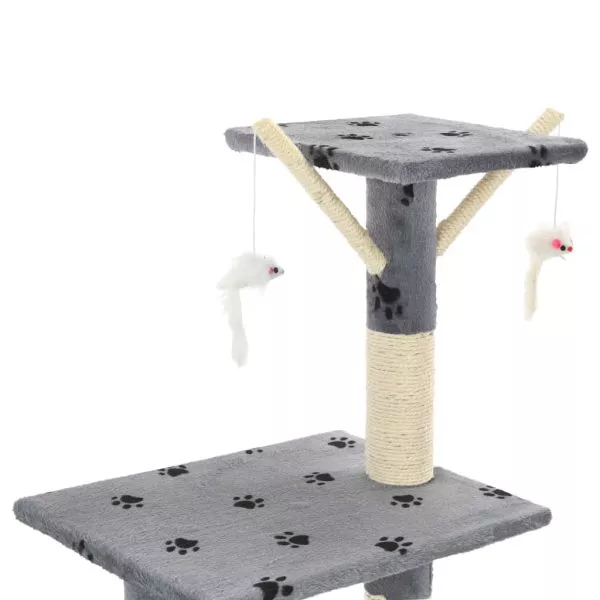Cat Tree with Sisal Scratching Posts 138 cm Grey - Image 12