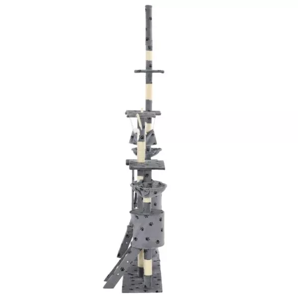 Cat Tree with Sisal Scratching Posts 230-250 cm Grey - Image 10