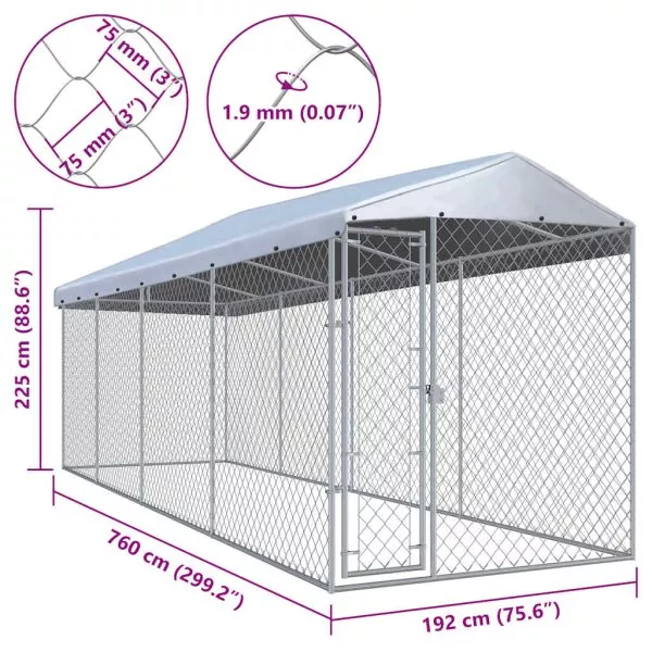 Outdoor Dog Kennel with Canopy Top 382x192x225 cm - Image 42