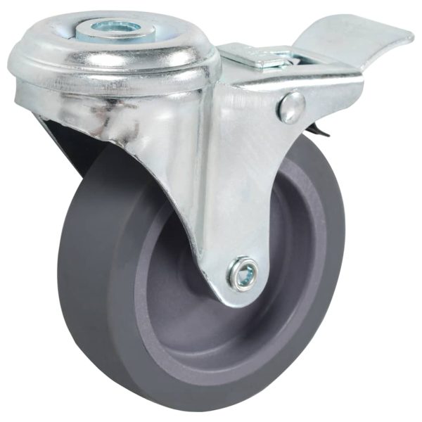Bolt Hole Swivel Casters with Double Brakes 4 pcs 75 mm - Image 28