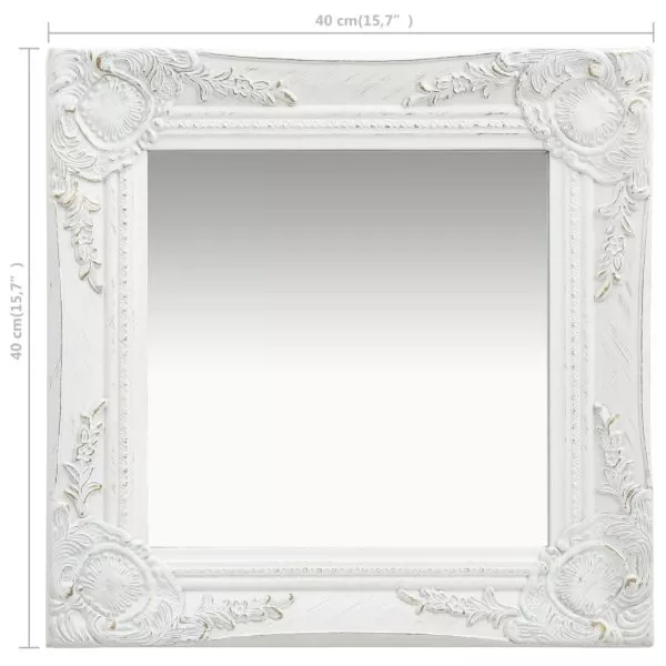 Wall Mirror Baroque Style 40x40 cm White - Image 5