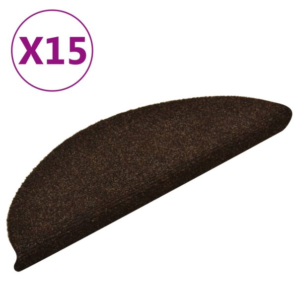 15 pcs Self-adhesive Stair Mats Needle Punch 56x17x3 cm Brown - Image 338
