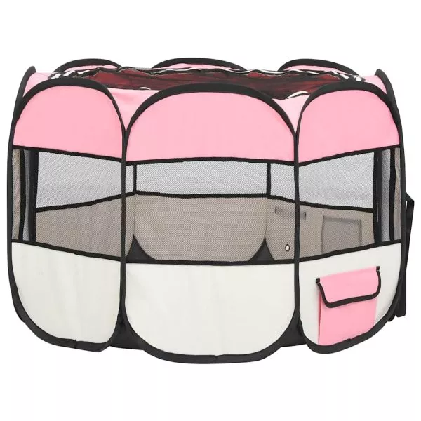 Foldable Dog Playpen with Carrying Bag Black 90x90x58 cm - Image 29