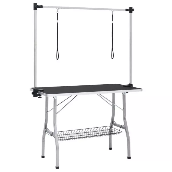 Adjustable Dog Grooming Table with 2 Loops and Basket - Image 2