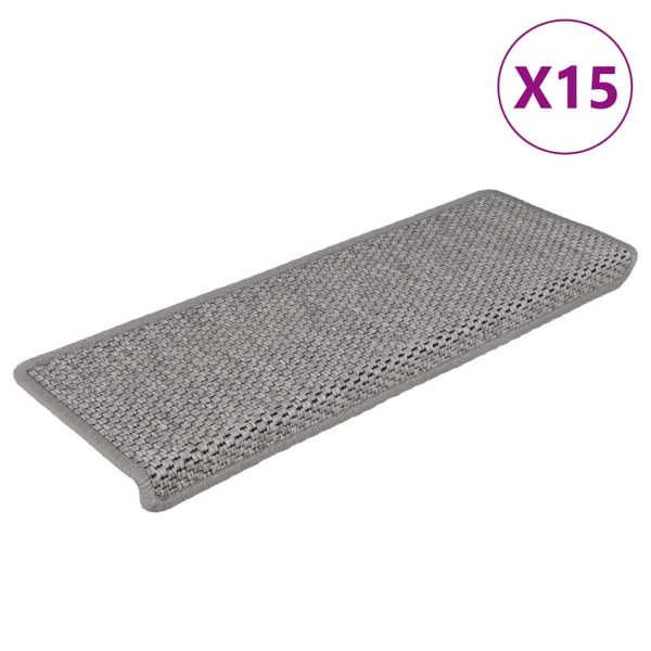 Stair Mats Self-adhesive Sisal-Look 15 pcs 65x21x4 cm Platina - Image 7