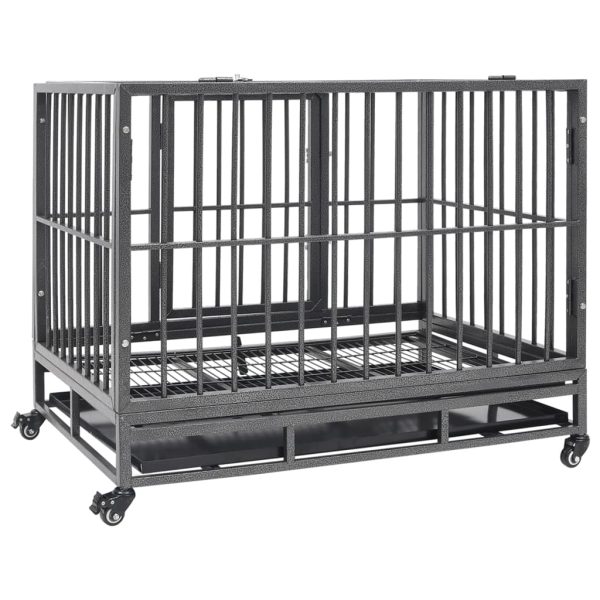 Dog Cage with Wheels Steel 92x62x76 cm - Image 10