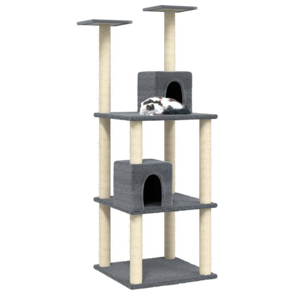Cat Tree with Sisal Scratching Posts Light Grey 141 cm - Image 9