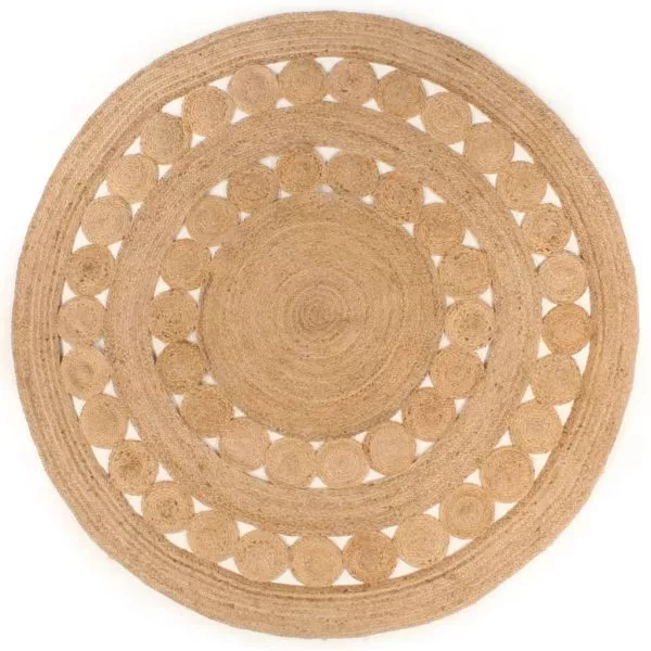 Area Rug Braided Design Jute 90 cm Round - Image 12
