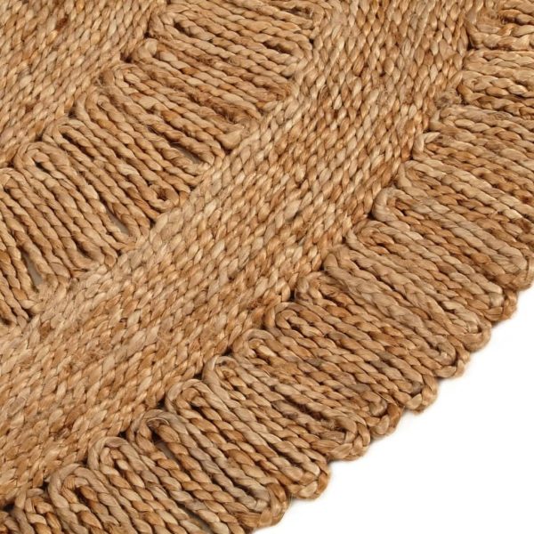 Area Rug Hand-braided Jute 120 cm Round - Image 4