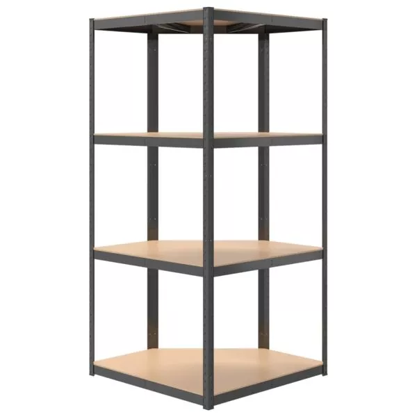 4-Layer Corner Shelf Anthracite Steel&Engineered Wood - Image 6