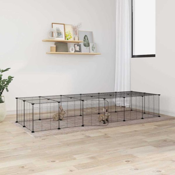 8-Panel Pet Cage Black 35x35 cm Steel - Image 29