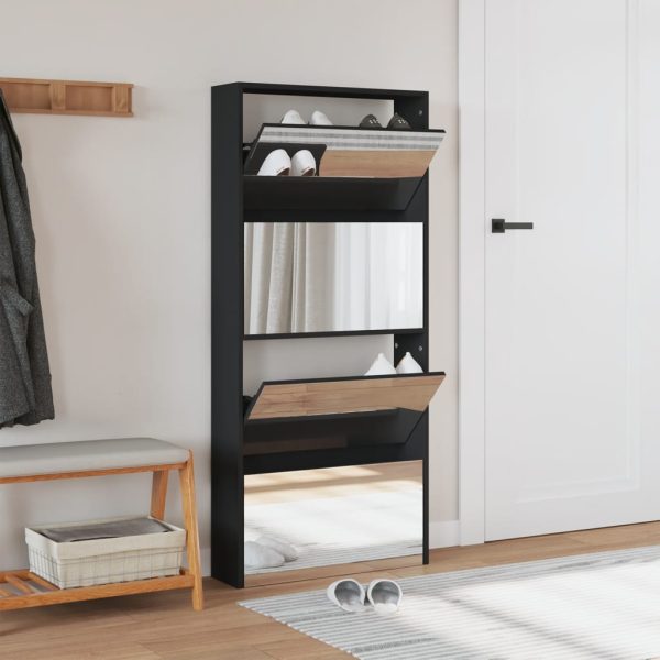 Shoe Cabinet 4-Layer Mirror Oak 63x17x134 cm - Image 13