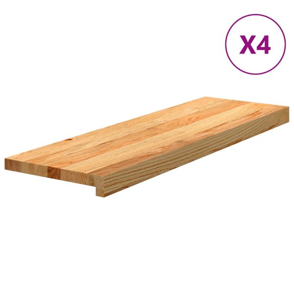 Stair Treads 4 pcs Untreated 70x25x2 cm Solid Wood Oak - Image 158