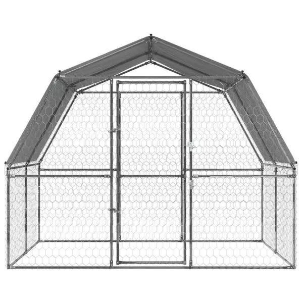 Dog Cage with Roof and Door Silver Galvanised Steel - Image 4