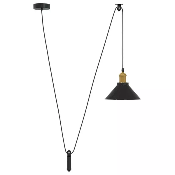 Pendant Lamp Height Adjustable E27 Gloss Black Ã˜ 22 cm Metal - Image 2