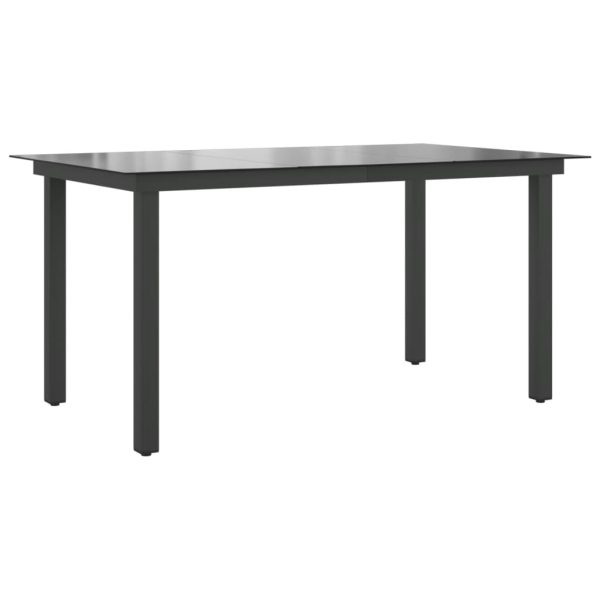 Garden Table Black 150x90x74 cm Aluminium and Glass - Image 2