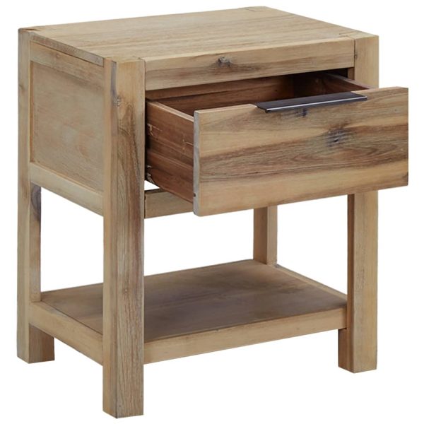 Nightstand with Drawer 40x30x48 cm Solid Acacia Wood - Image 2