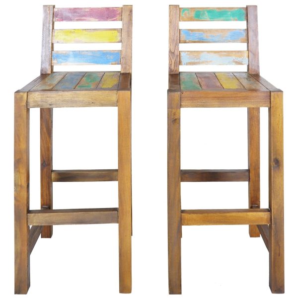 Bar Stools 2 pcs Solid Reclaimed Wood - Image 2