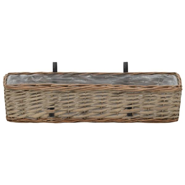 Balcony Planter 2 pcs Wicker with PE Lining 60 cm - Image 3