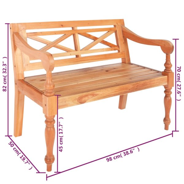 Batavia Bench 123 cm Solid Mahogany Wood Light Brown - Image 12