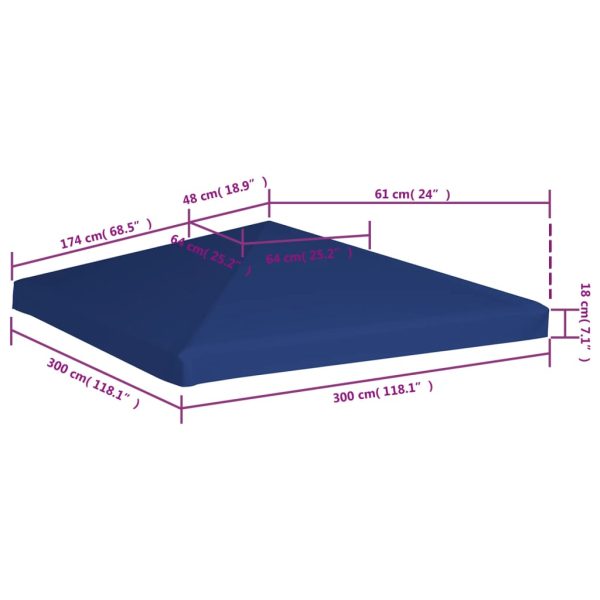Gazebo Top Cover 310 g/mÂ² 3x3 m Blue - Image 6