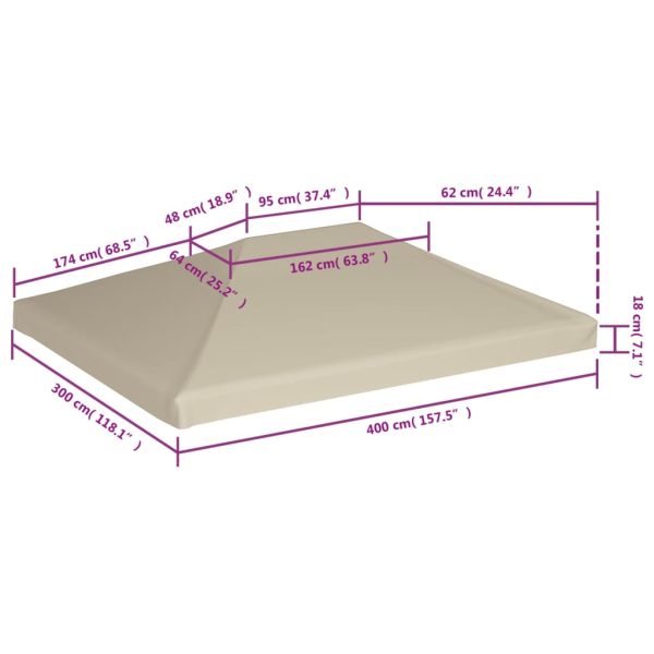 Gazebo Top Cover 310 g/mÂ² 4x3 m Beige - Image 6