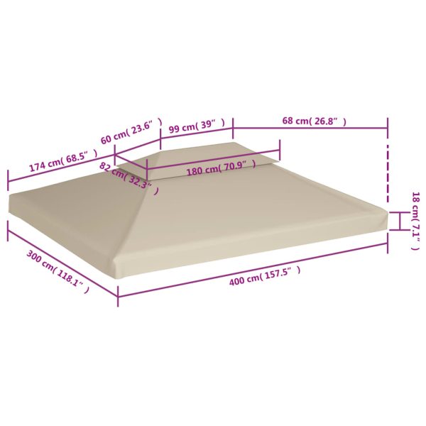 Gazebo Cover Canopy Replacement 310 g / mÂ² Beige 3 x 4 m - Image 6