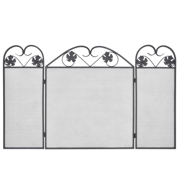 3-panel Fireplace Screen Iron Black - Image 3