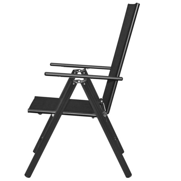 Folding Garden Chairs 4 pcs Aluminium and Textilene Black - Image 4
