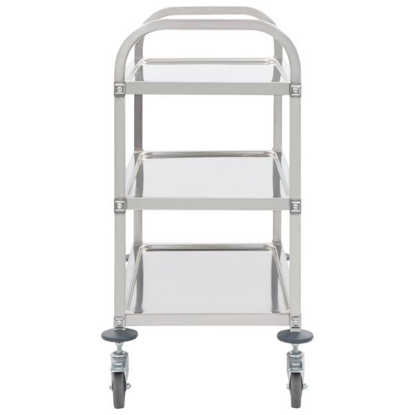 3-Tier Kitchen Trolley 95x45x83.5 cm Stainless Steel - Image 3