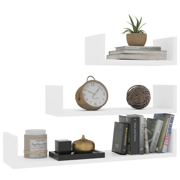 Wall Display Shelf 3 pcs White Engineered Wood - Image 3