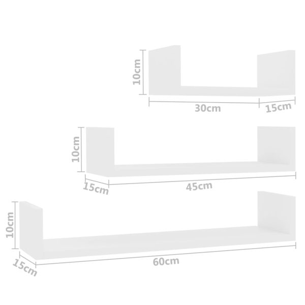 Wall Display Shelf 3 pcs White Engineered Wood - Image 6