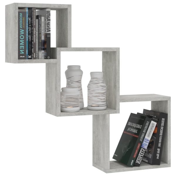 Cube Wall Shelf Concrete Grey 68x15x68 cm Engineered Wood - Image 3