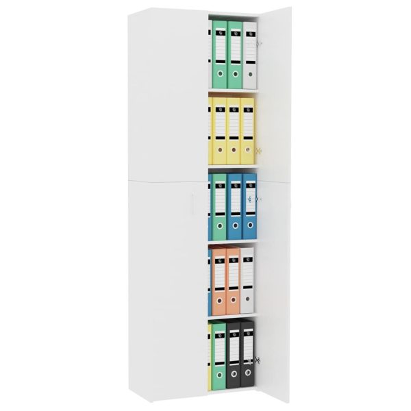 Office Cabinet White 60x32x190 cm Engineered Wood - Image 4