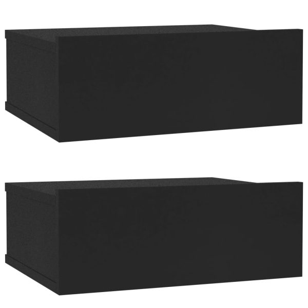 Floating Nightstands 2 pcs Black 40x30x15 cm Engineered Wood - Image 2