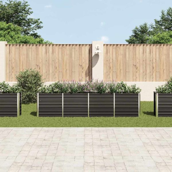 Raised Garden Bed 320x40x77 cm Galvanised Steel Anthracite - Image 3