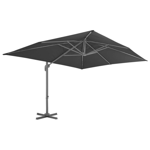 Cantilever Garden Parasol with Aluminium Pole 4x3 m Black - Image 2