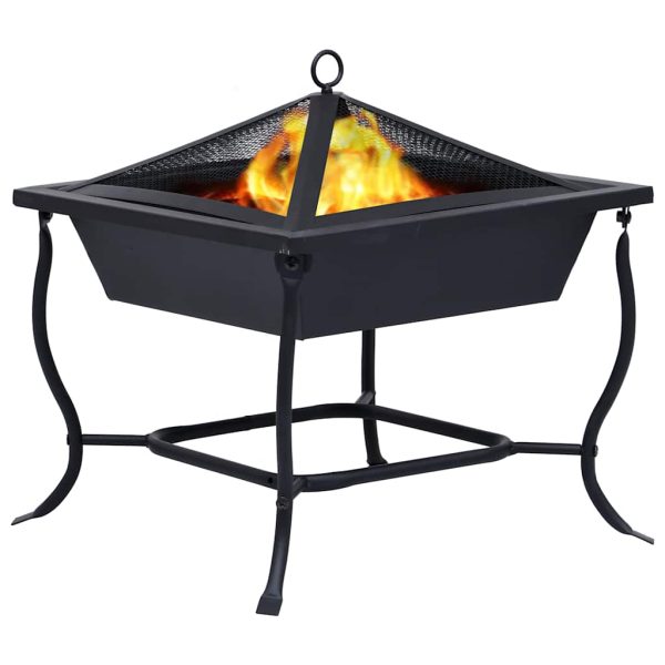 Fire Pit Black 42x42x45 cm Steel - Image 2