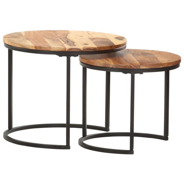 Nesting Tables 2 pcs Solid Acacia Wood - Image 5