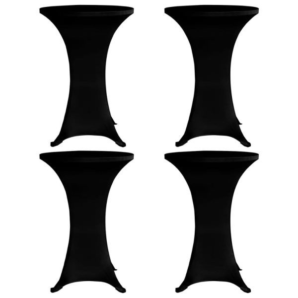Standing Table Cover Ã˜80 cm Black Stretch 4 pcs