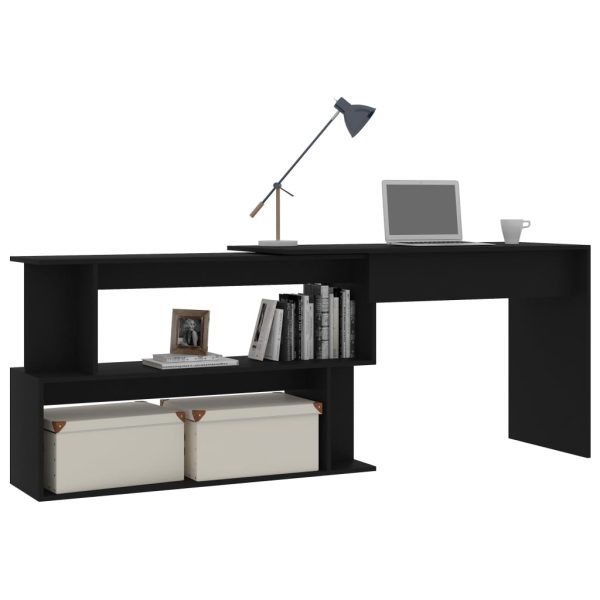 Corner Desk Black 200x50x76 cm Engineered Wood - Image 3