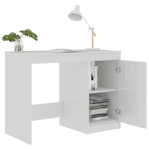Desk High Gloss White 100x50x76 cm Engineered Wood - Image 6