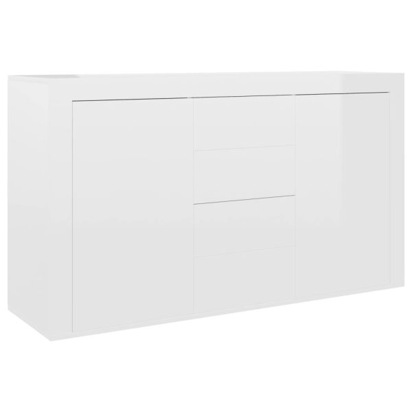 Sideboard High Gloss White 120x36x69 cm Engineered Wood - Image 2
