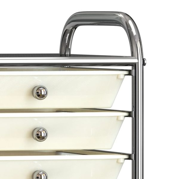 10-Drawer Mobile Storage Trolley White Plastic - Image 5