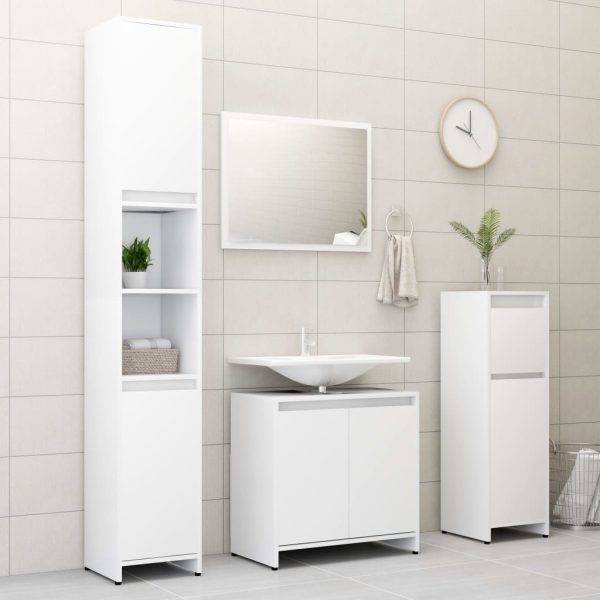 Bathroom Cabinet White 30x30x95 cm Engineered Wood - Image 4