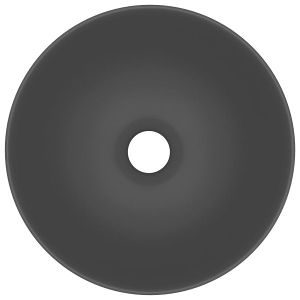 Bathroom Sink Ceramic Dark Grey Round - Image 4