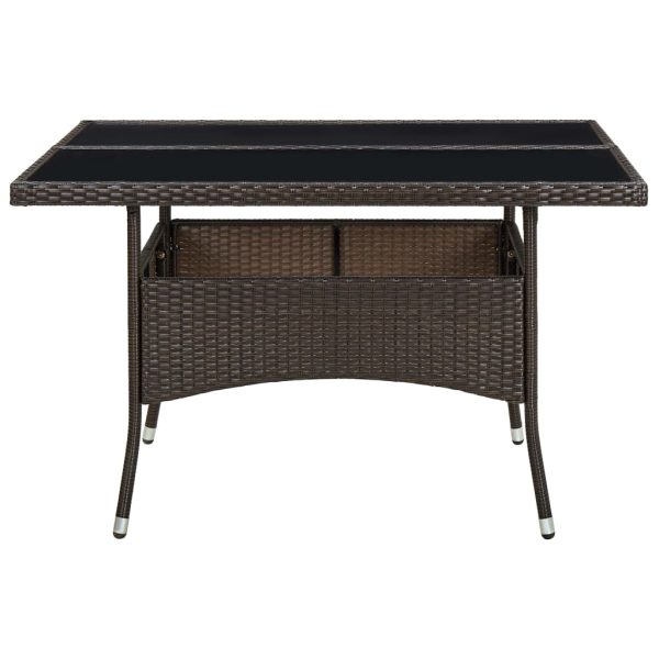 Outdoor Dining Table Brown Poly Rattan and Glass - Image 2